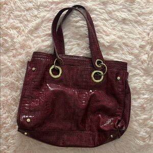 Women’s Burgundy Croc-Embossed Tote Bag